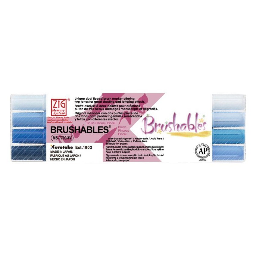 SET 4 ROTUL.BICOLOR/2 PUNTAS BRUSHABLES AZULES