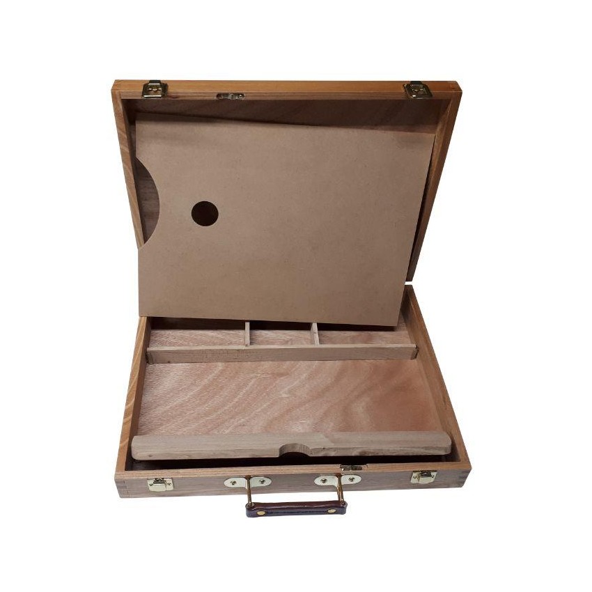 MALETIN MADERA CON DIVIS.+PALETA 39x30x8,5cm   N-5