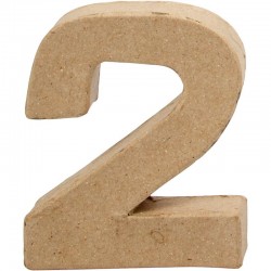 NÚMERO , PEQUEÑO, 2, A. 10 CM, GROSOR 1,7 CM, 1UD, A: 8,3 CM