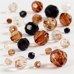 CUENTAS FACETADAS, MEDIDAS 4-12 MM, MEDIDA AGUJERO 1-2,5 MM, DORADO ARMONÍA, 50GR, APROX. 170 UD
