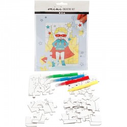 MINI KIT CREATIVO, ROMPECABEZAS - SUPERHÉROE, BLANCO, 1SET