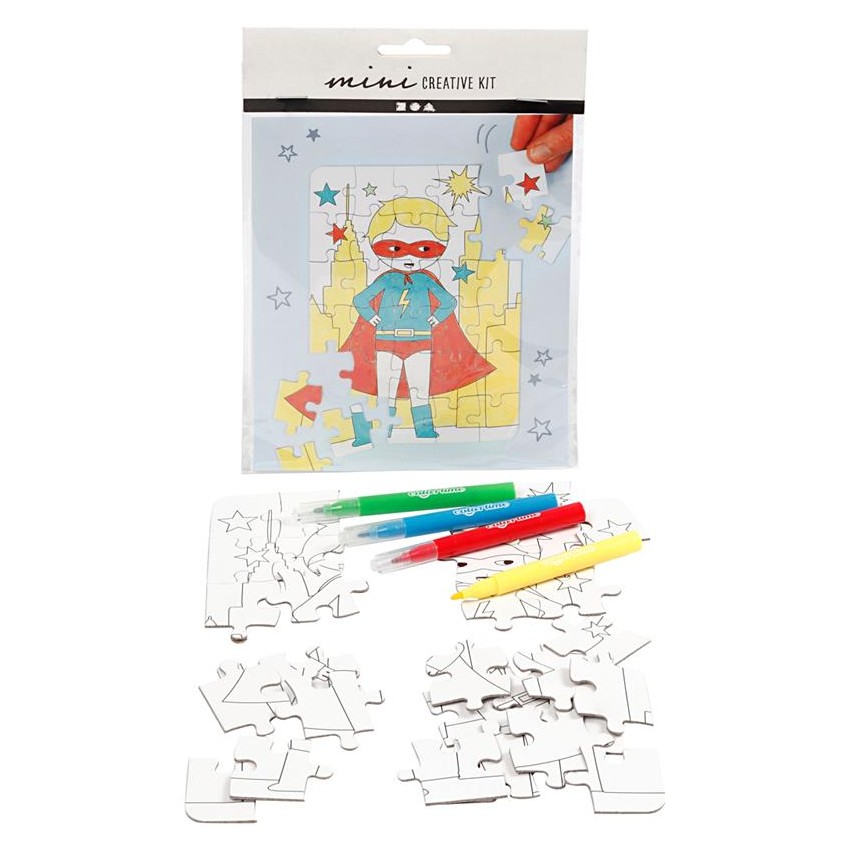 MINI KIT CREATIVO, ROMPECABEZAS - SUPERHÉROE, BLANCO, 1SET