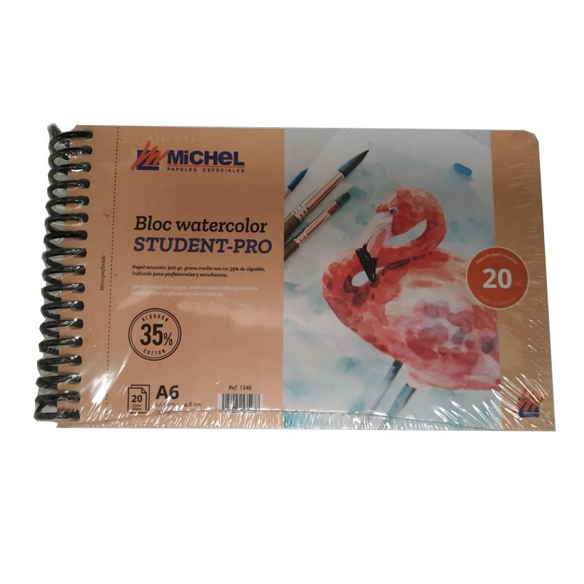 BLOC ACUA-STUDEN-PRO A-6 300GR 20 HOJAS 35% ALGODON
