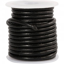 CUERDA DE CUERO, GROSOR 3 MM, NEGRO, 5M