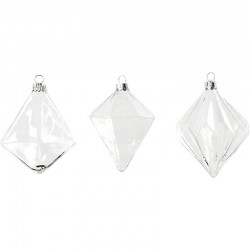 .DECORACIONES DE CRISTAL, DIA: 7+7,9+8 CM, A. 9,6+9,8+10,5 CM, TRANSPARENTE, 3UD