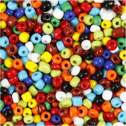 MEZCLA CUENTAS ROCALLA, MED 6/0 , DIA: 4 MM, SURTIDO DE COLORES, 130GR, MEDIDA AGUJERO 0,9-1,2 MM