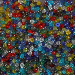 MEZCLA CUENTAS ROCALLA, MED 6/0 , DIA: 4 MM, COLORES TRANSPARENTES, 130GR, MEDIDA AGUJERO 0,9-1,2 MM
