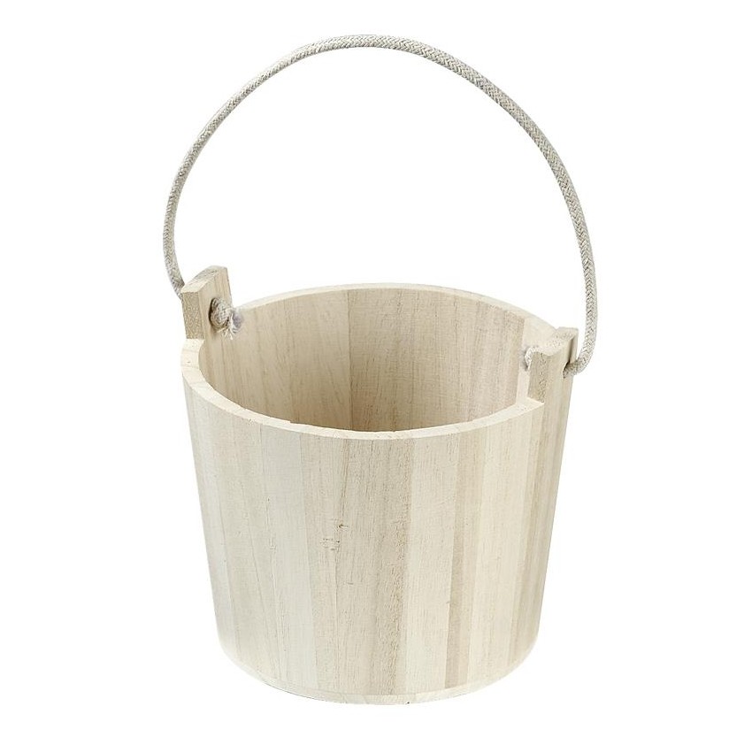 Cubo madera con asa  15x12 cm