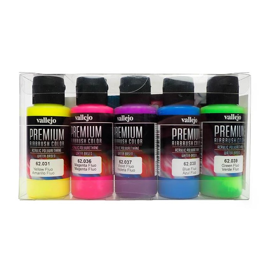 acril. premium airbrush 5 col basic fluor