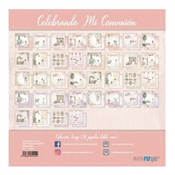 Colección 36 Papeles Scrap Mini doble cara 180gr 15x15cm (Celebrando Mi Comunión Niñas) Papers For You 2