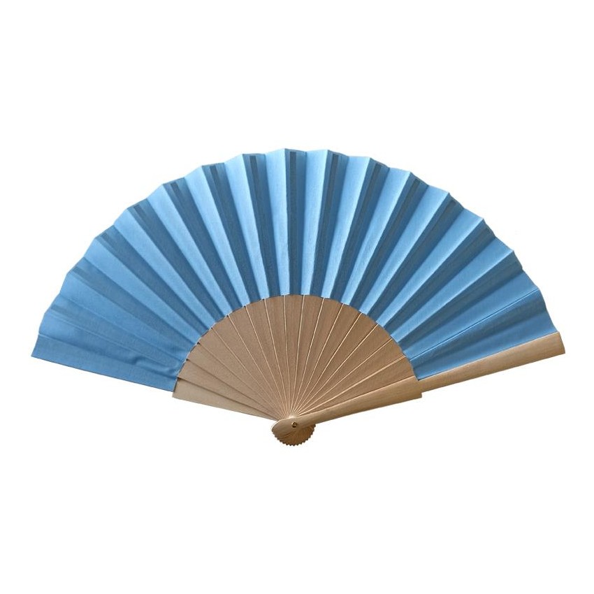 ABANICO MADERA TURQUESA 23 cm