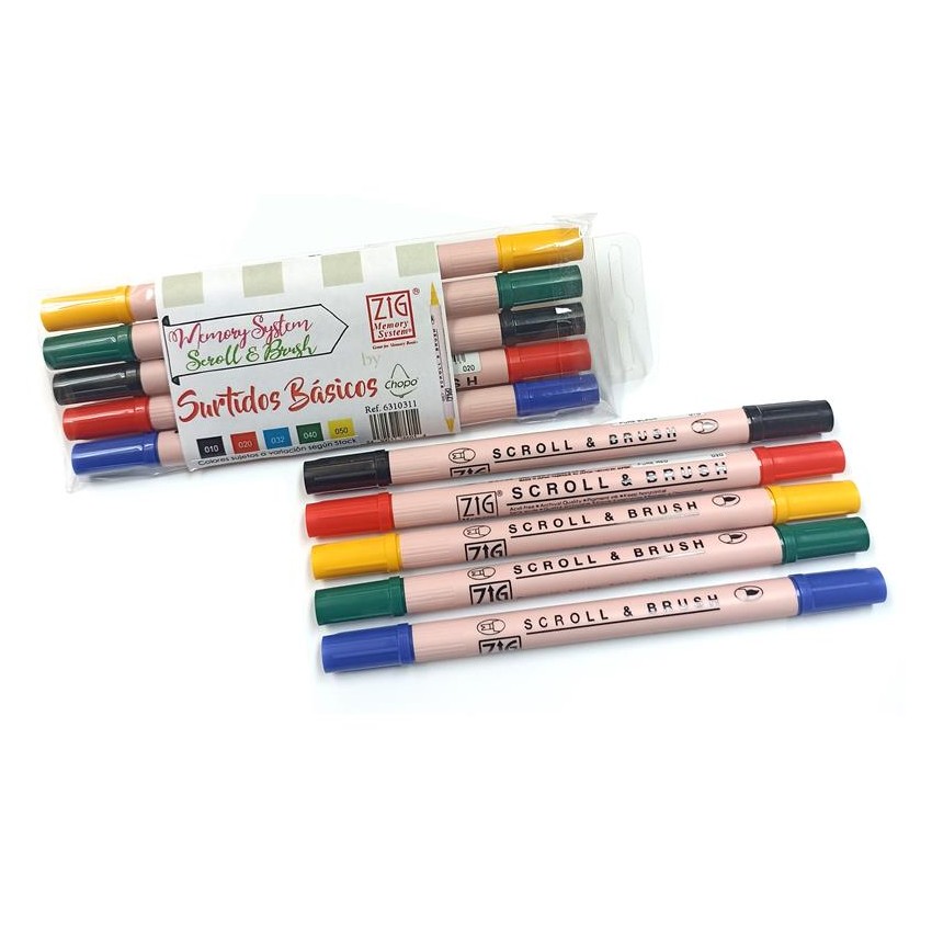 SET 5 ROTUL SCROLL & BRUSH 2 PUNTAS BASICOS
