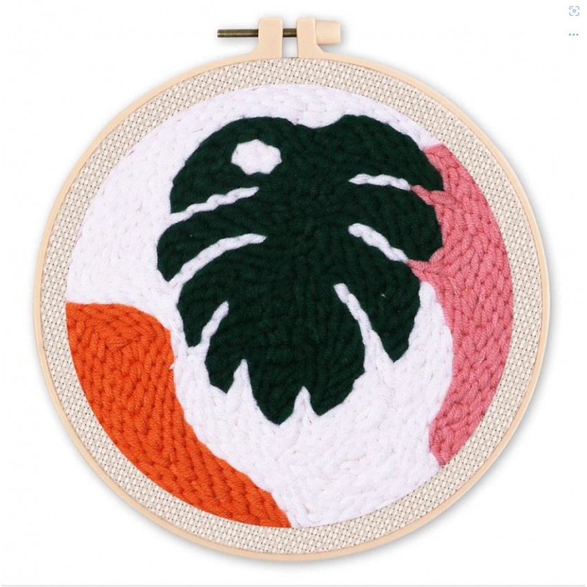 Monstera Set Punch needle 20 cm diam.