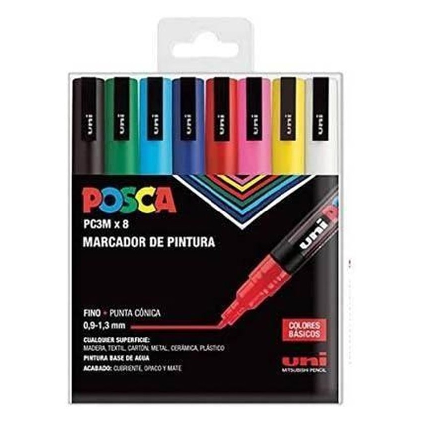 estuche 8 rot. posca pc-3m 1,3mm col....