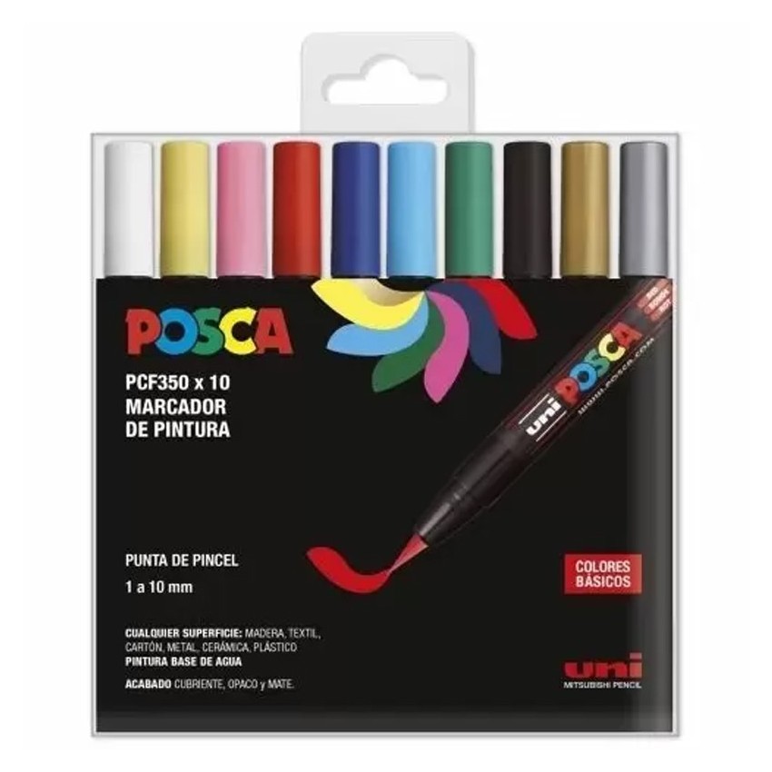 estuche 10 rot. posca pincel pcf350...