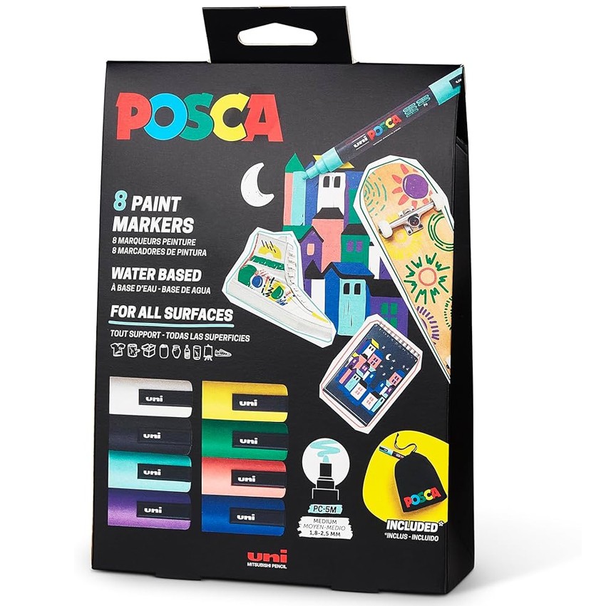 estuche 8 rot. posca pc-5m 2,5mm con...