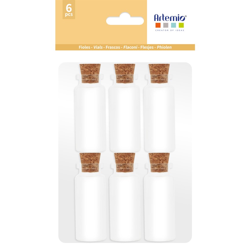 Set de 6 frascos de vidrio (22x62 mm)