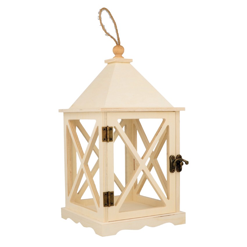 Farol de madera 12,5x12,5x24cm