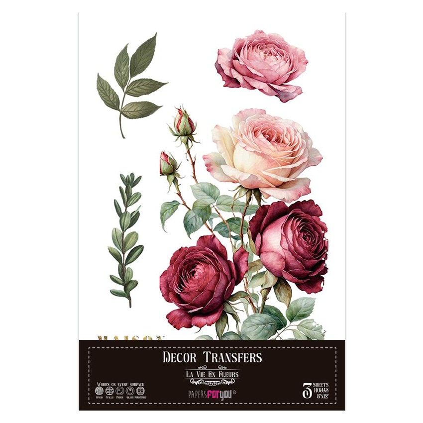Decor Transfers Rosas 20x30cm 8"x 12"...