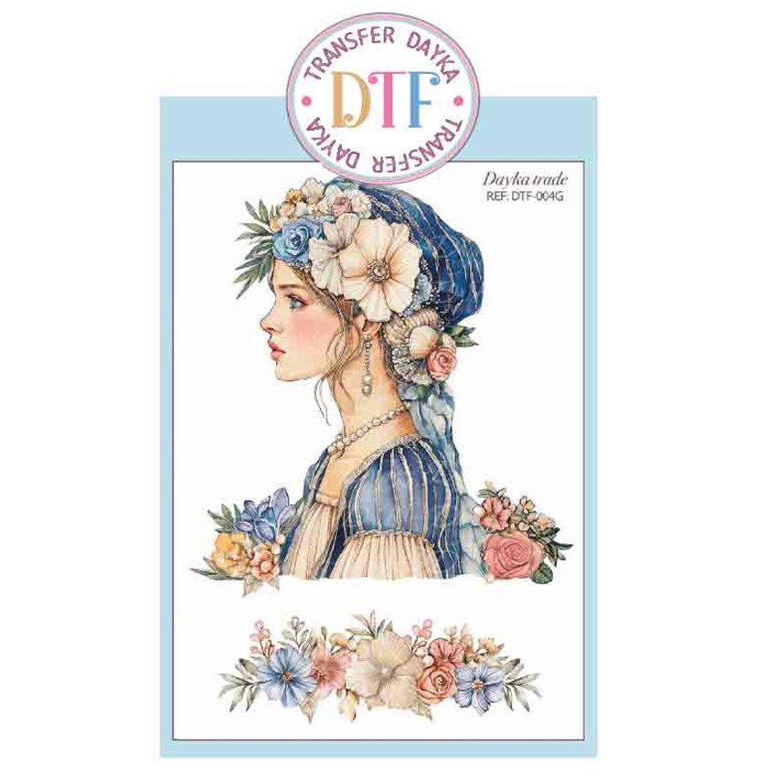 Transferencia DTF Chica con flores...