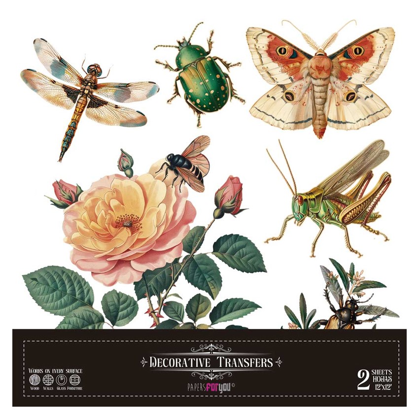 Decor Transfers Insectos 30x30cm 12"x...
