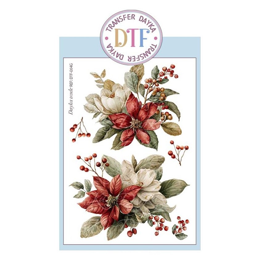 Transferencia DTF Flores rojas...