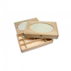 CAJA RECT.CON OVALO Y CRISTAL 11 DEPART. 30x20x5cm