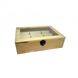 CAJA RECT.9 DIVIS.INCLIN.TAPA CRISTAL 24x18x7cm