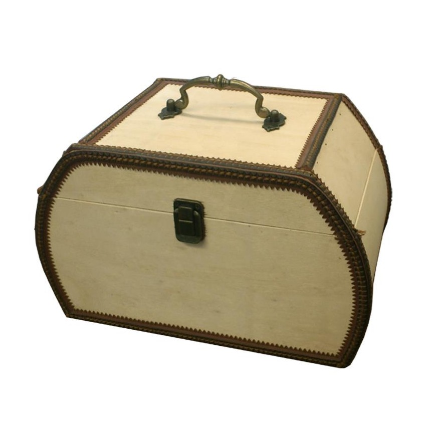 .SET 2 CAJAS FORRAD.MADERA/CUERO 30x19x18cm  N 6