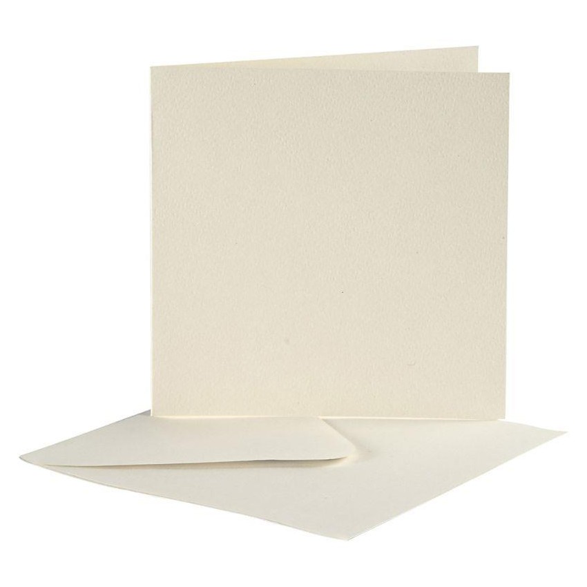 10 TARJETAS+SOBRE 13,5x13,5cm MARFIL