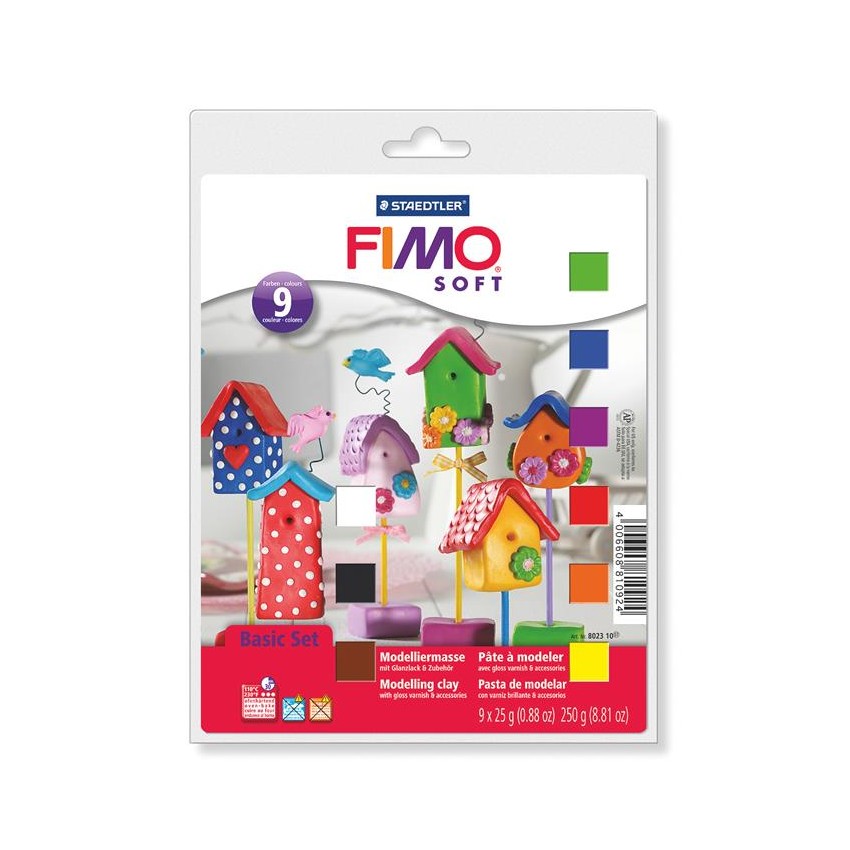 SET BASICO 9 COLORES+BARNIZ+HERRAM.FIMO   8023-10·