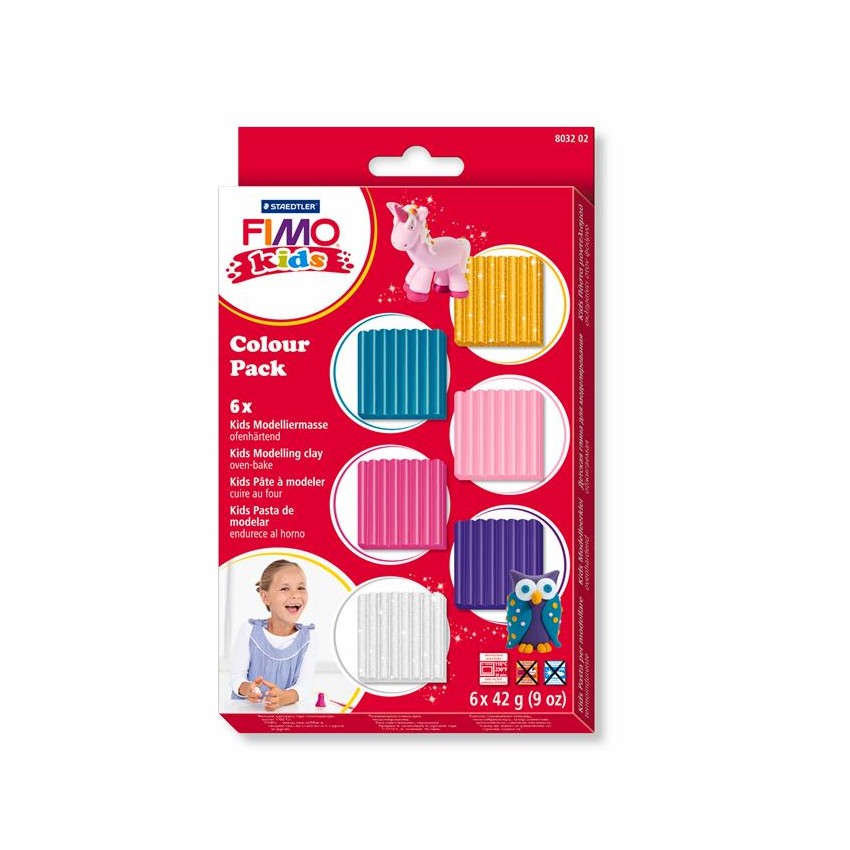 SET FIMO KIDSCOLOUR PACK-GIRLIE 6 PAST.SURT.42gr