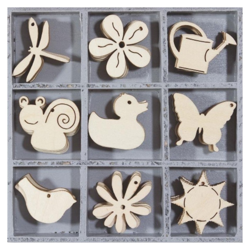 DIE CUT CAJA 45 SILUETAS MADERA JARDIN