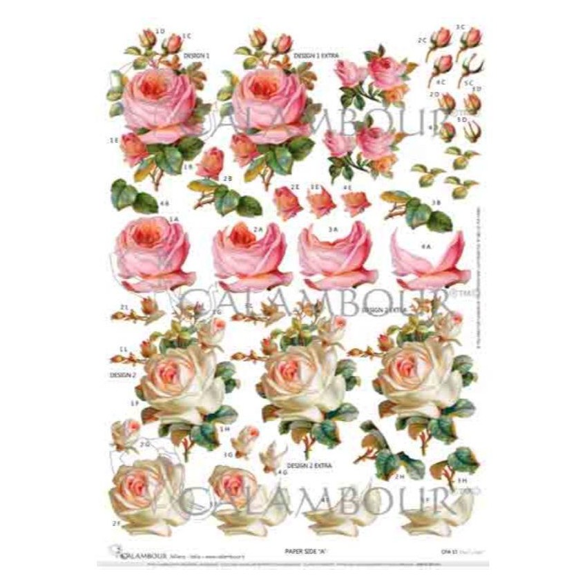 PAPEL 3D ROSAS BL/ROSA 32x45cm               CPA11